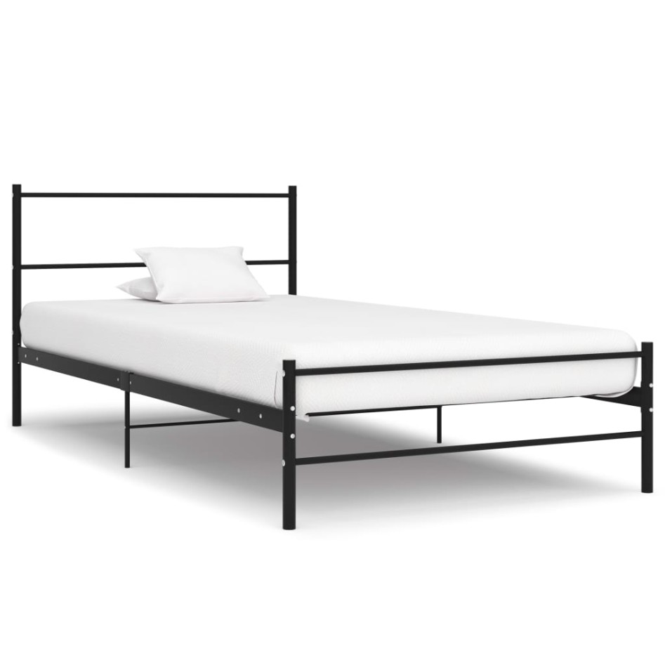 Estructura de cama sin colchón metal negro 100x200