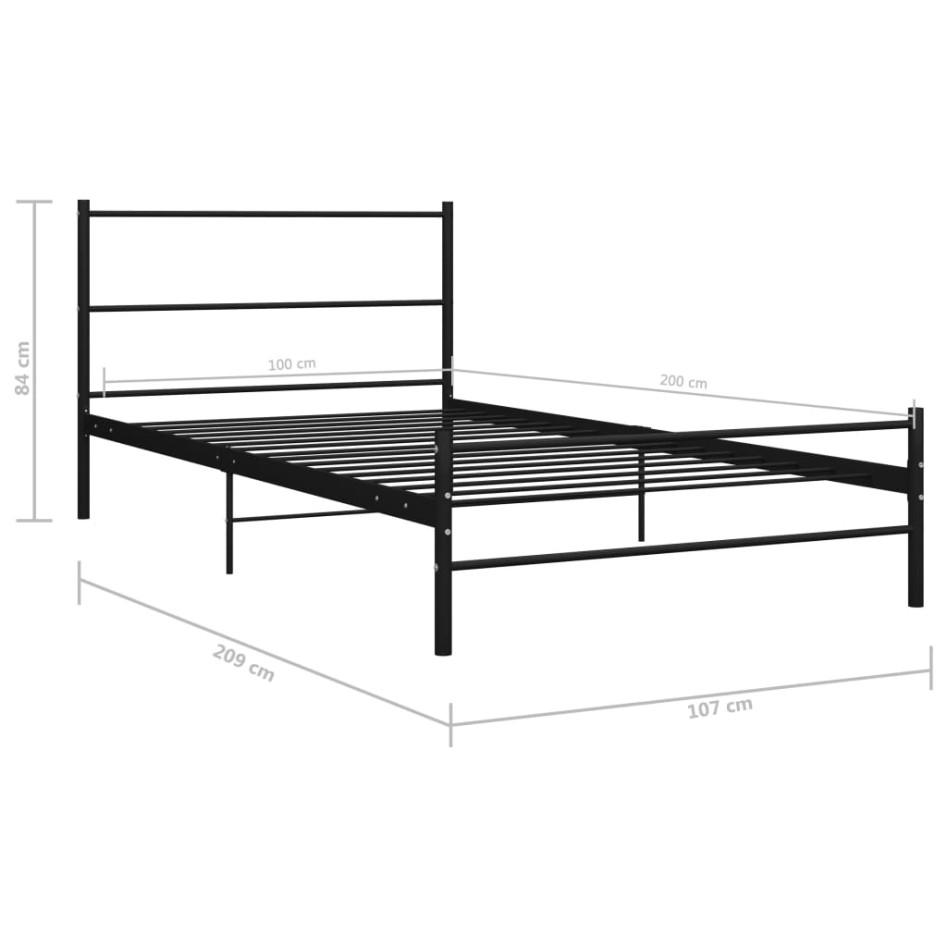 Estructura de cama sin colchón metal negro 100x200