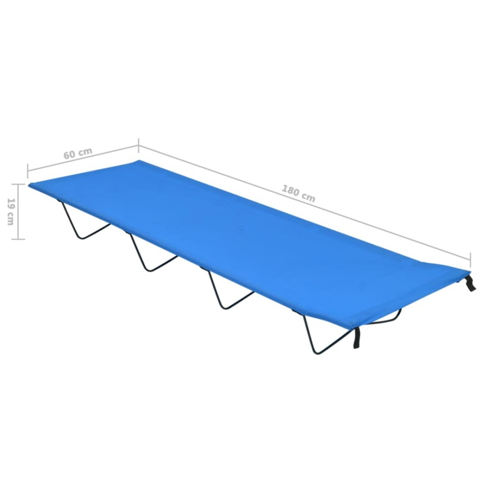 Camas de camping 2 uds tela Oxford y acero azul 180x60x19