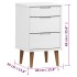 Mesita de noche MOLDE madera maciza de pino blanca 40x35x65