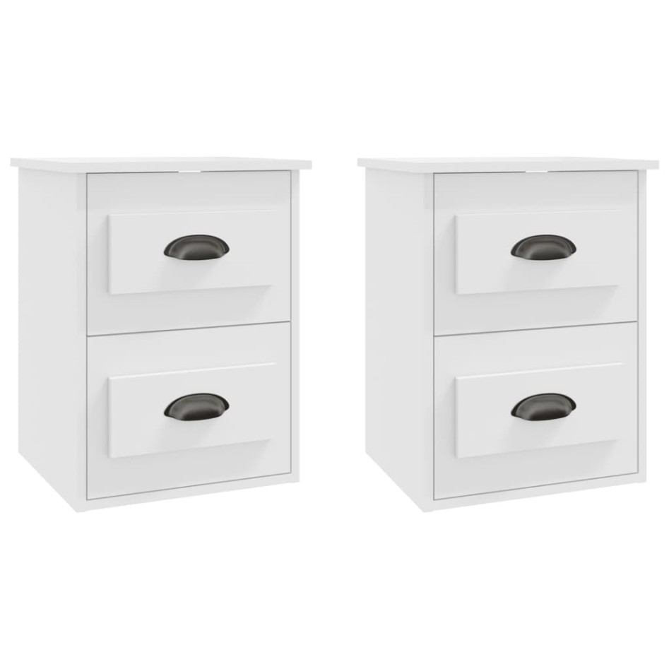 Mesitas de noche de pared 2 uds blanco 41,5x36x53