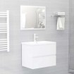 Set muebles de baño 2 piezas madera contrachapada blanco brillo
