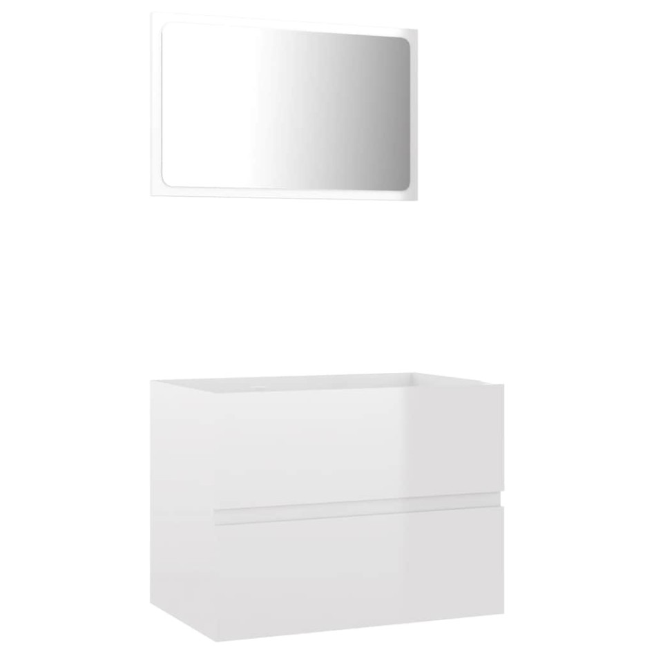 Set muebles de baño 2 piezas madera contrachapada blanco