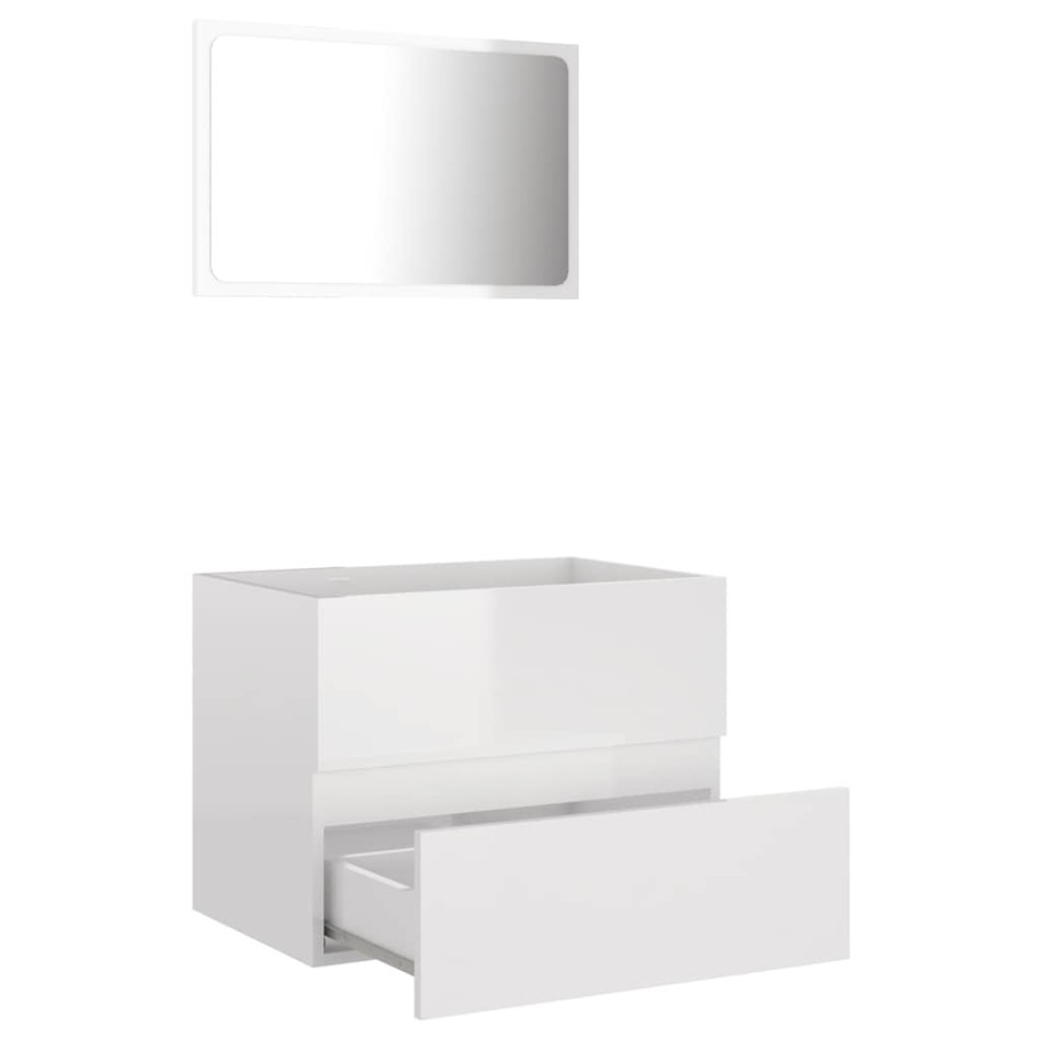 Set muebles de baño 2 piezas madera contrachapada blanco