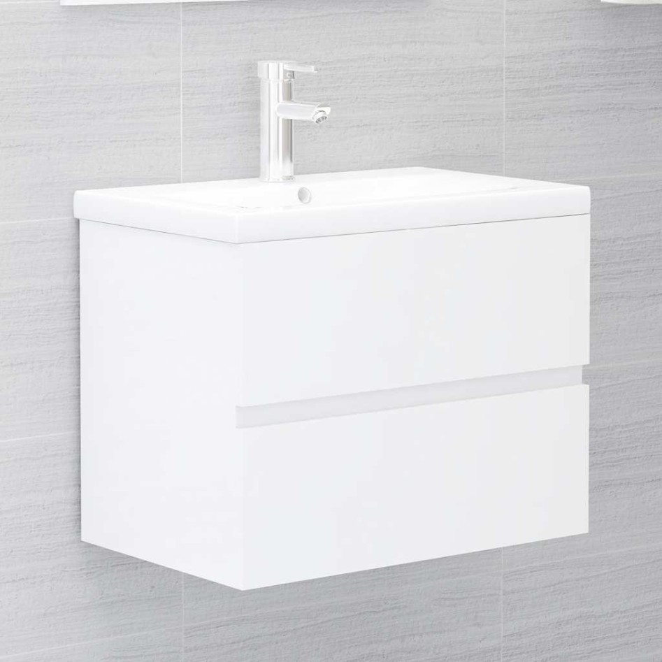 Set muebles de baño 2 piezas madera contrachapada blanco