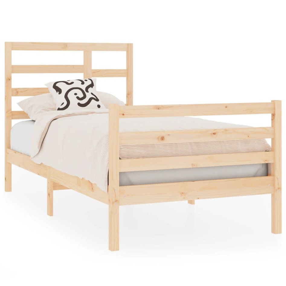 Estructura de cama madera maciza 75x190