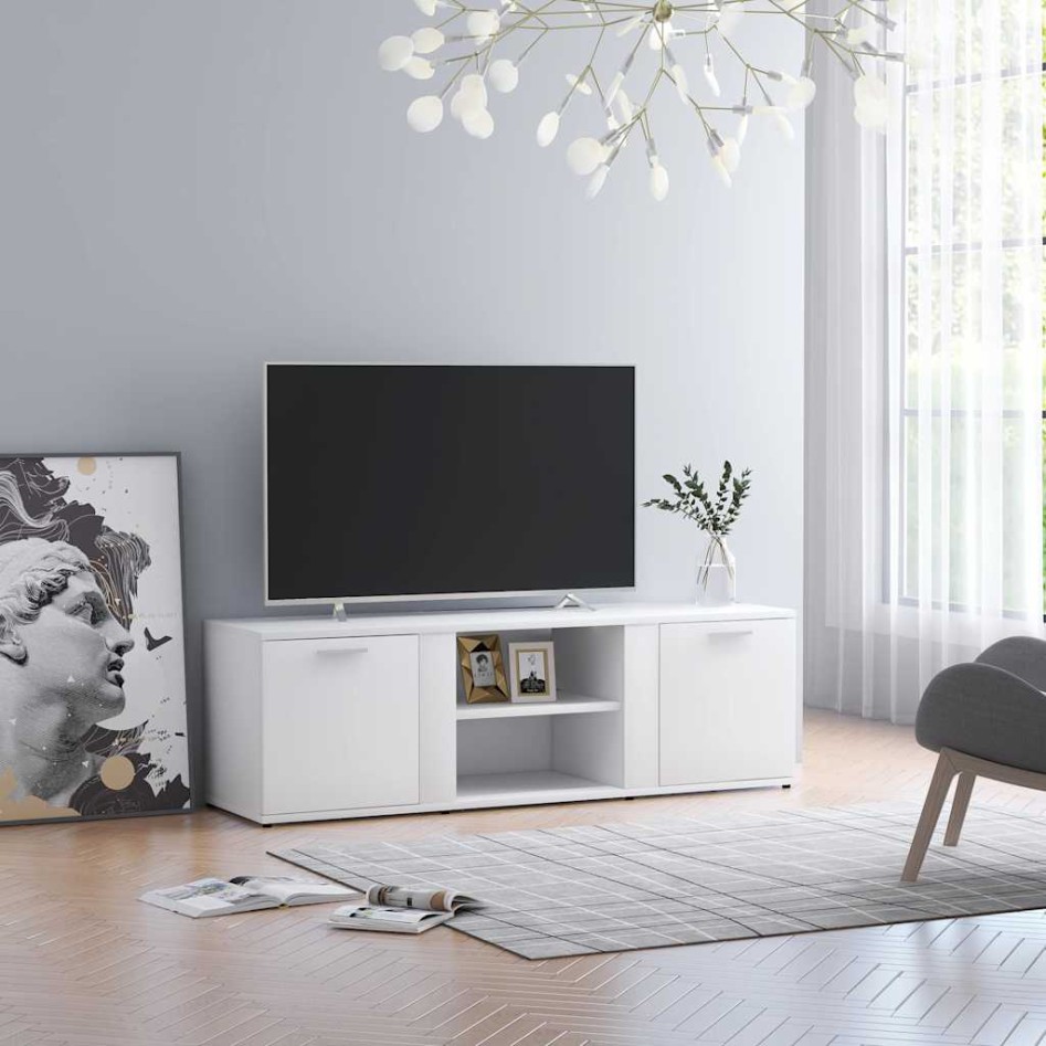 Mueble de TV madera contrachapada blanco 120x34x37
