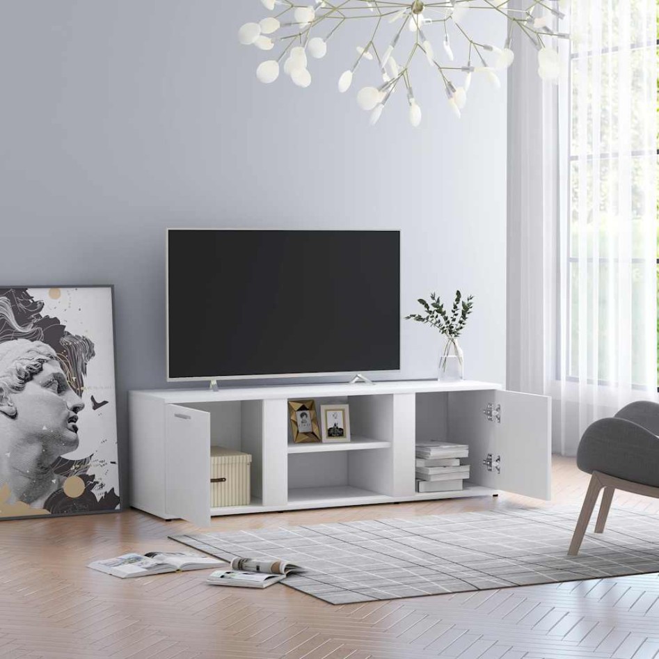Mueble de TV madera contrachapada blanco 120x34x37