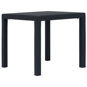 Mesa de jardín plástico aspecto ratán gris antracita 79x79x72