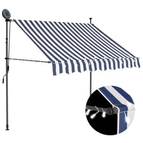 Toldo manual retráctil con LED azul y blanco 150