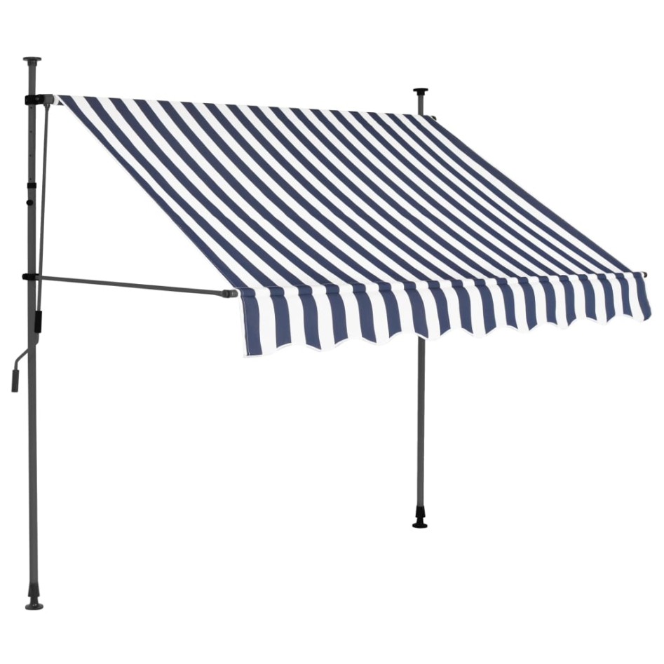 Toldo manual retráctil con LED azul y blanco 150
