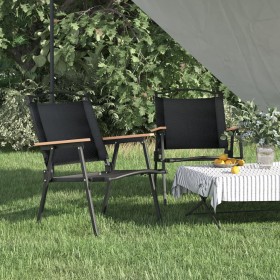 Sillas de camping 2 uds tela Oxford negro 54x55x78