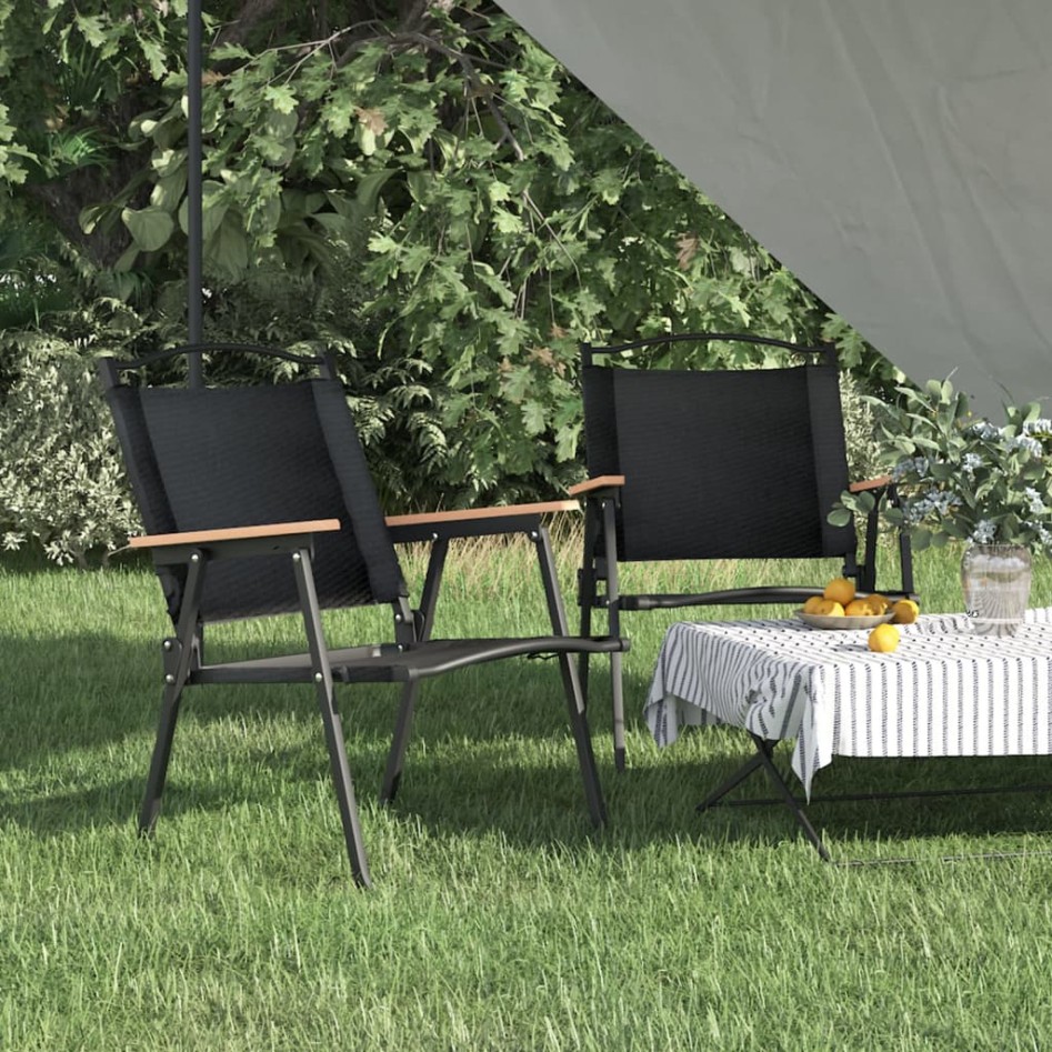 Sillas de camping 2 uds tela Oxford negro 54x55x78