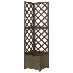 Jardinera de enrejado de esquina madera abeto gris 40x40x150