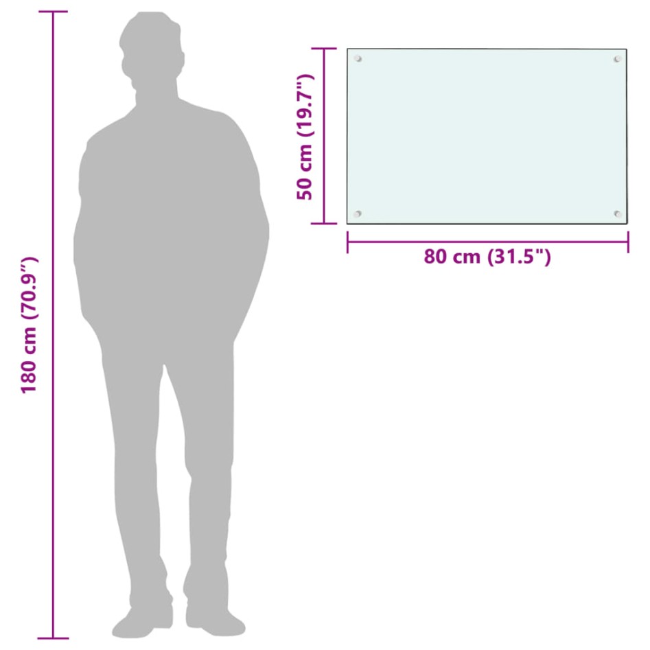 Protección salpicaduras cocina vidrio templado blanco 80x50