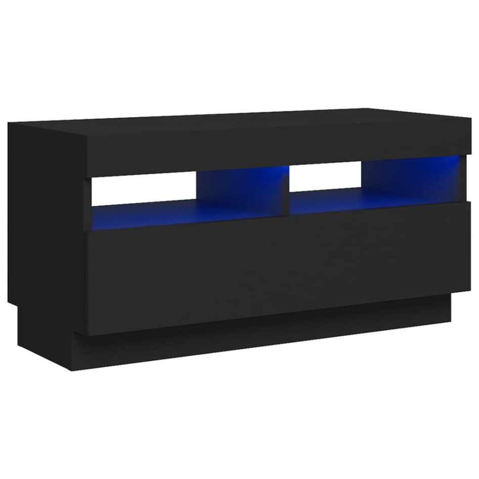 Mueble de TV con luces LED negro 80x35x40