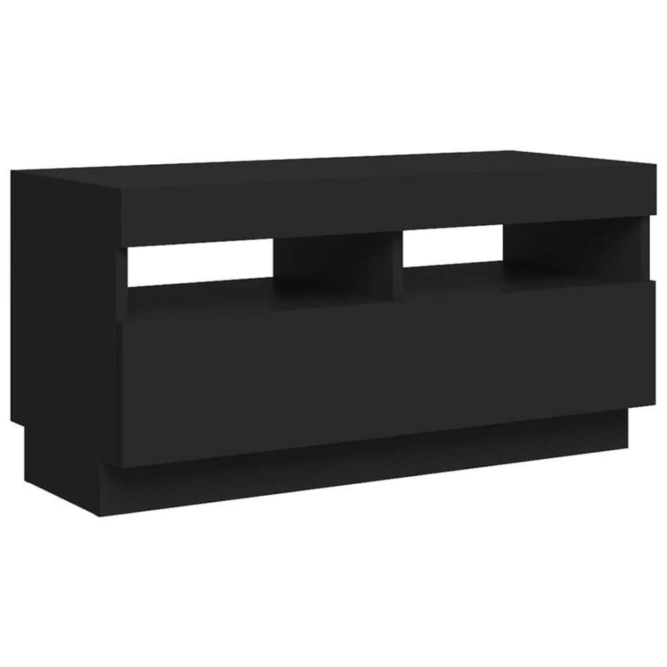 Mueble de TV con luces LED negro 80x35x40