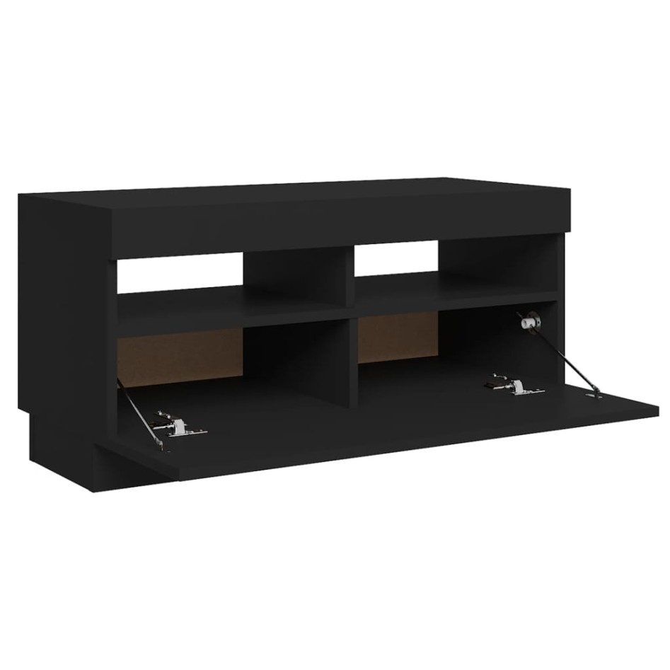 Mueble de TV con luces LED negro 80x35x40