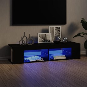 Mueble de TV con luces LED negro 135x39x30