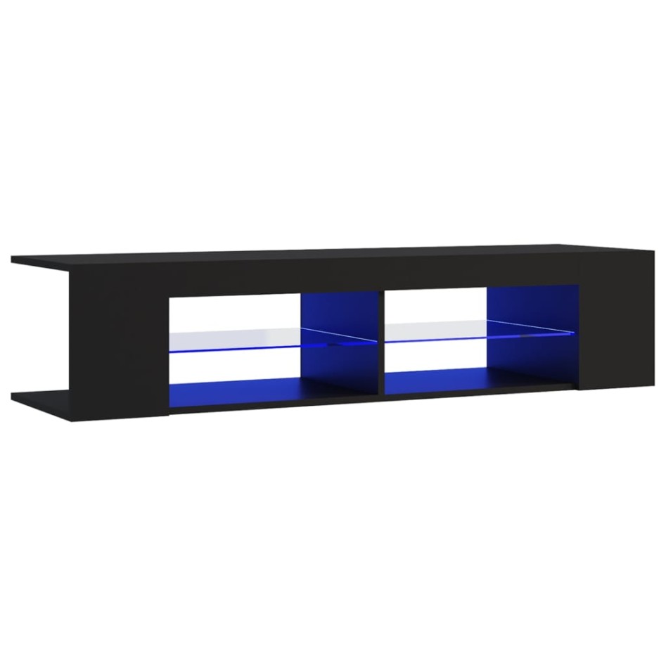 Mueble de TV con luces LED negro 135x39x30