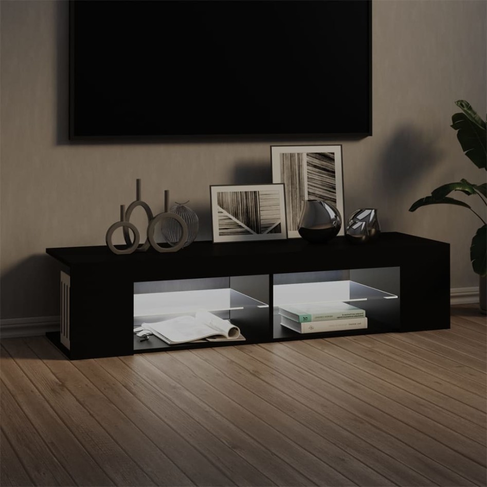 Mueble de TV con luces LED negro 135x39x30