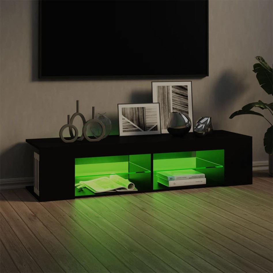 Mueble de TV con luces LED negro 135x39x30