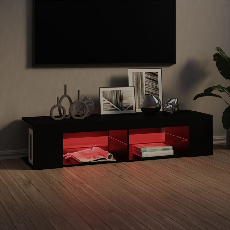 Mueble de TV con luces LED negro 135x39x30