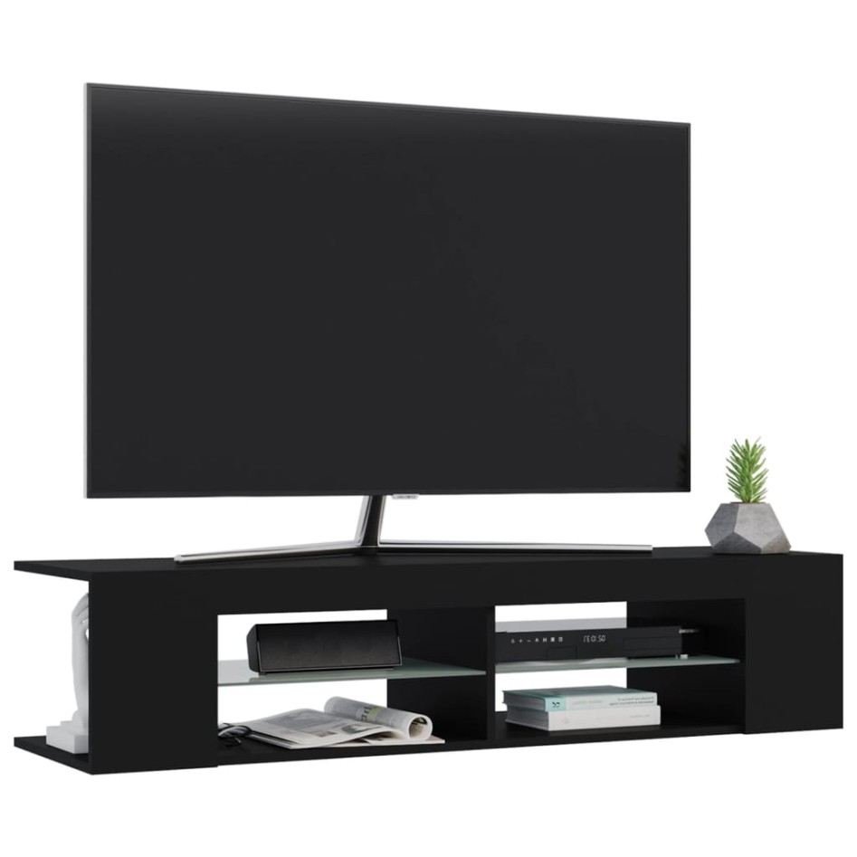 Mueble de TV con luces LED negro 135x39x30