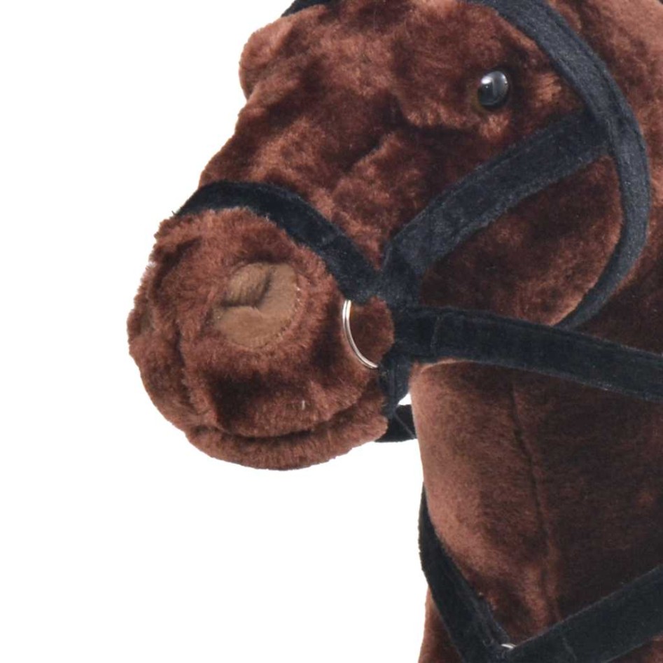 Caballo de peluche de pie marrón oscuro