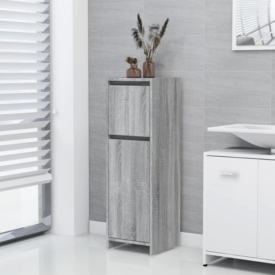 Armario de baño madera contrachapada gris Sonoma 30x30x95