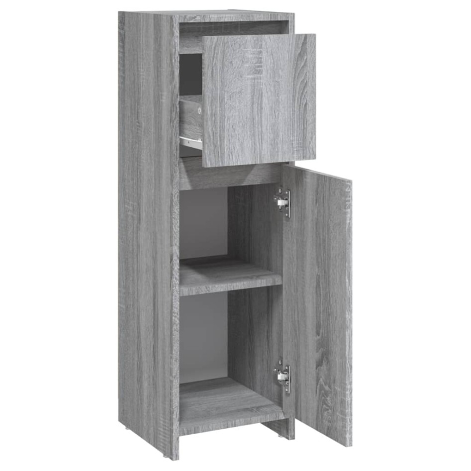 Armario de baño madera contrachapada gris Sonoma 30x30x95