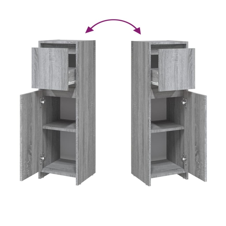 Armario de baño madera contrachapada gris Sonoma 30x30x95