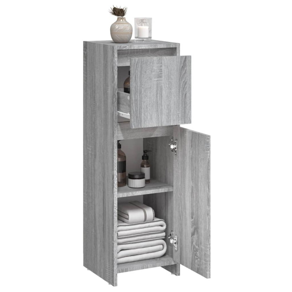 Armario de baño madera contrachapada gris Sonoma 30x30x95