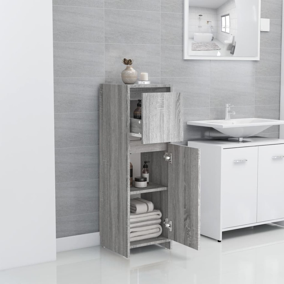 Armario de baño madera contrachapada gris Sonoma 30x30x95