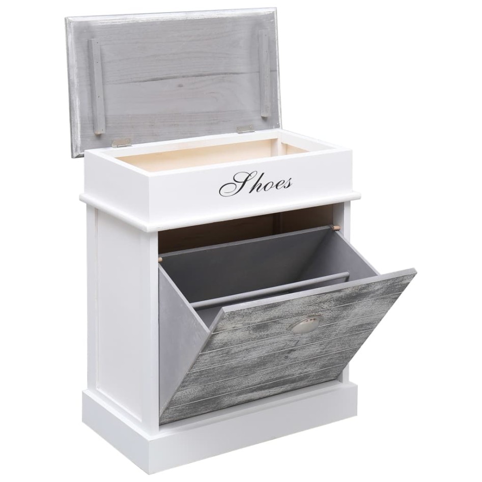 Mueble zapatero de madera de Paulownia gris 50x28x58