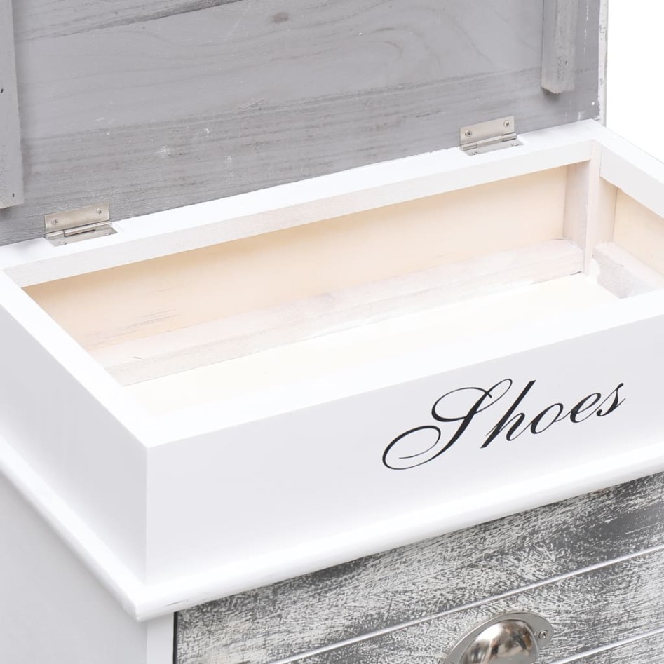 Mueble zapatero de madera de Paulownia gris 50x28x58