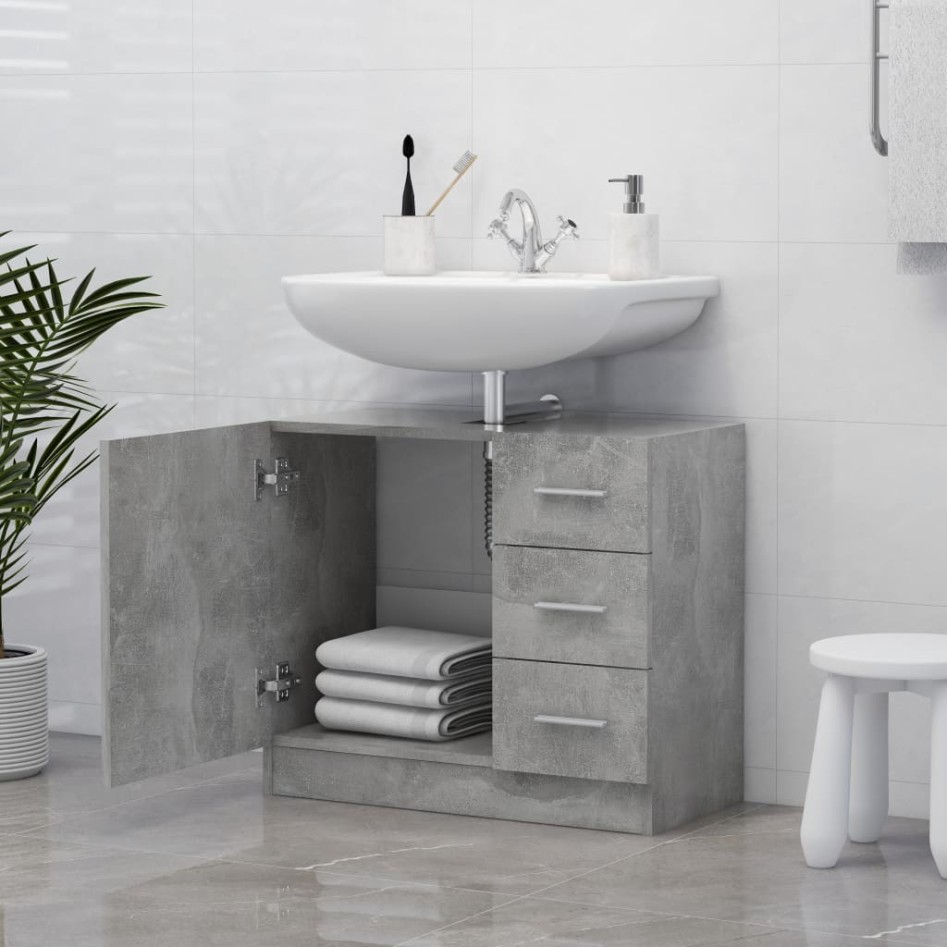 Armario para lavabo contrachapada gris hormigón 63x30x54