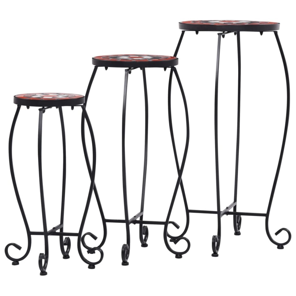 Mesitas de mosaico 3 uds cerámica terracota y