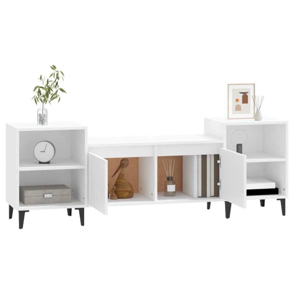 Mueble para TV madera contrachapada blanco 160x35x55