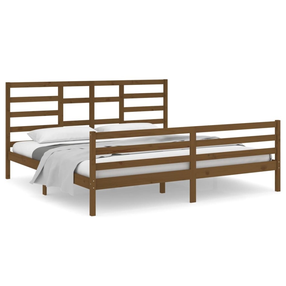 Estructura de cama madera maciza de pino marrón miel 200x200