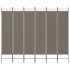Biombo divisor de 6 paneles de tela gris antracita 240x200