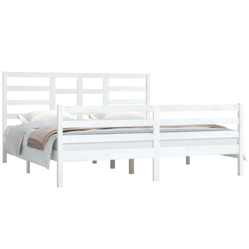 Estructura de cama madera maciza blanco Supe King 180x200