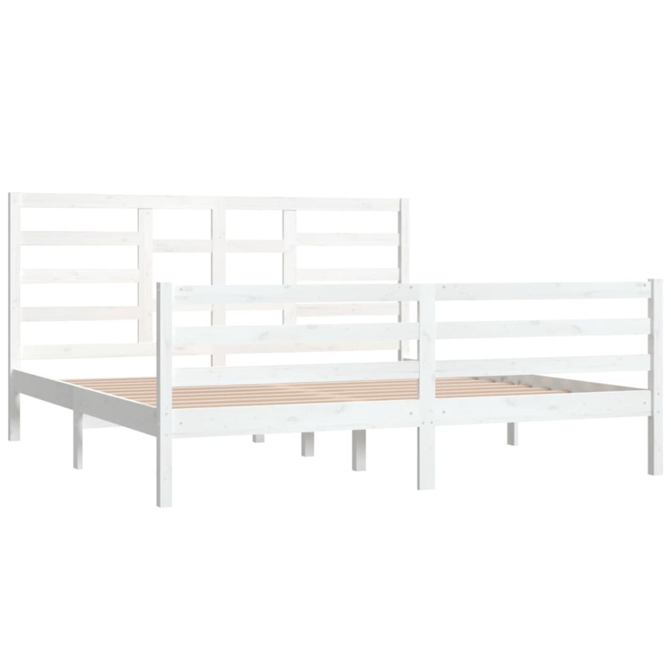 Estructura de cama madera maciza blanco Supe King 180x200