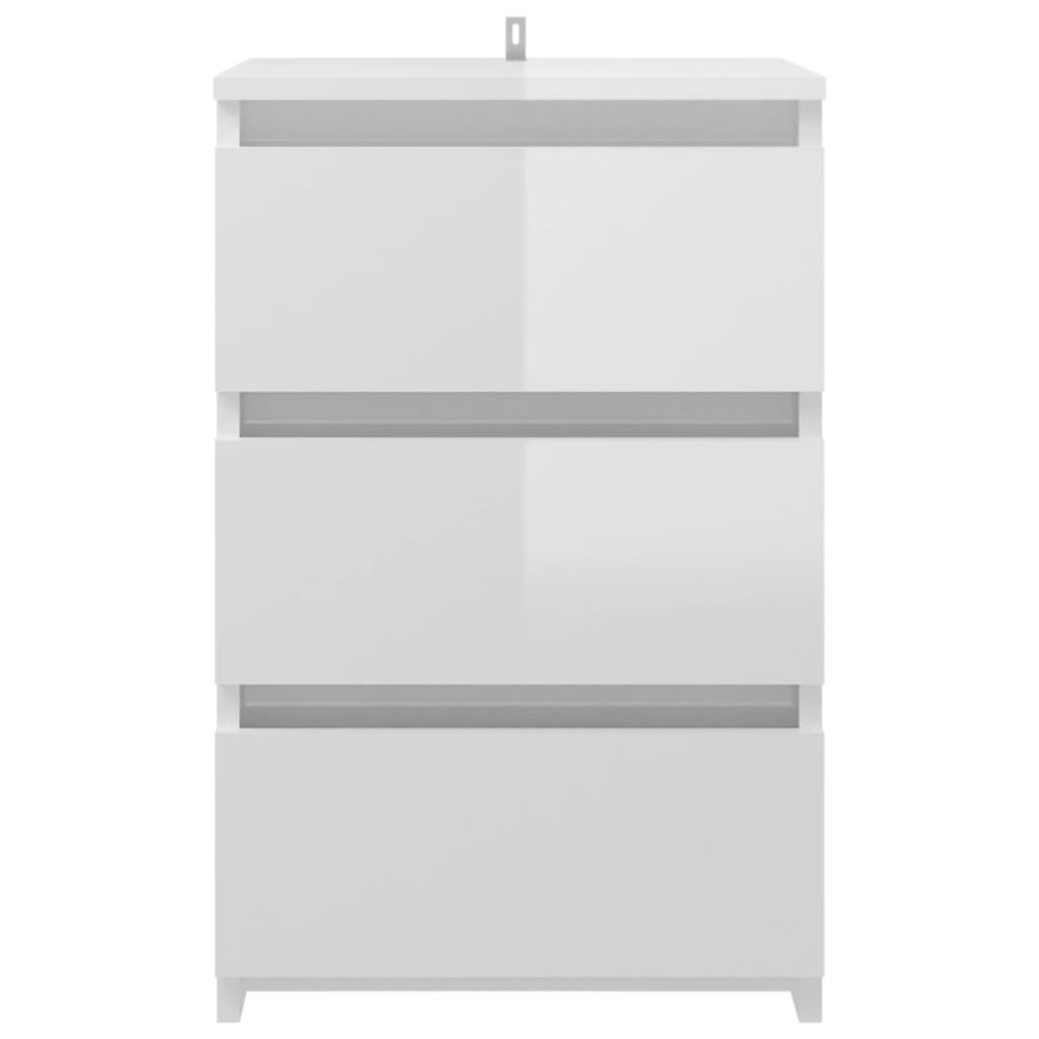 Mesita de noche madera contrachapada blanco brillo