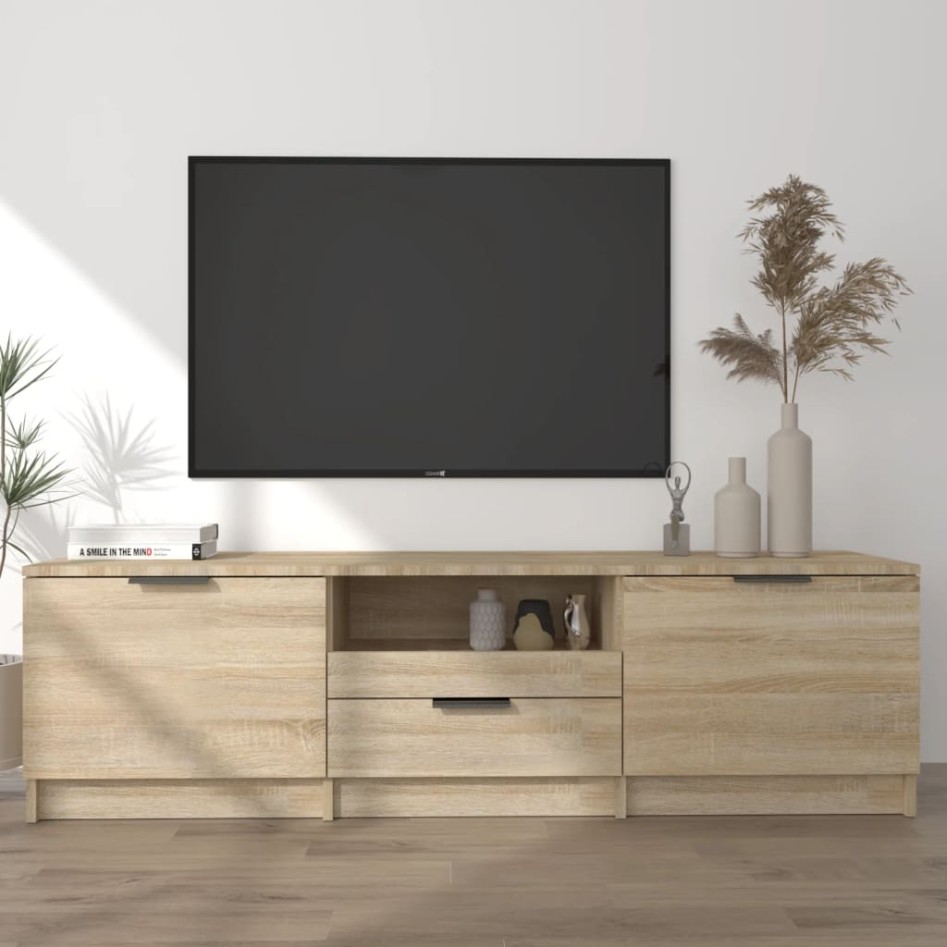 Mueble de TV madera contrachapada roble Sonoma 140x35x40