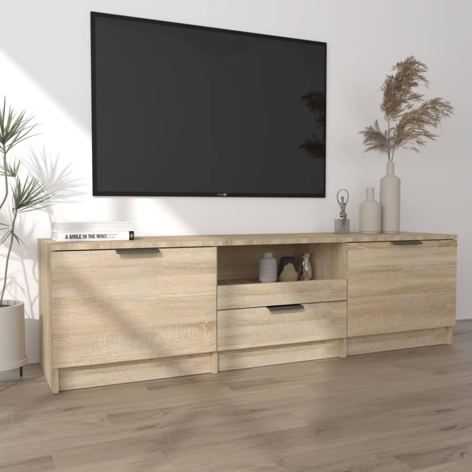 Mueble de TV madera contrachapada roble Sonoma 140x35x40