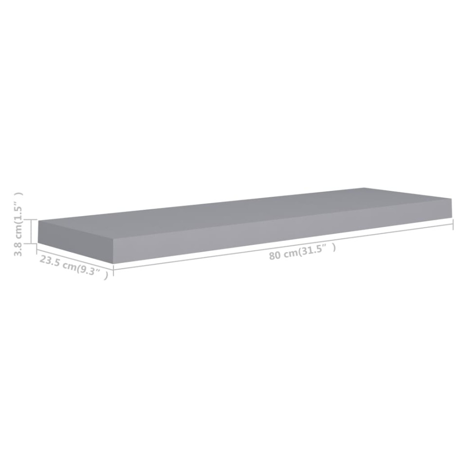 Estantes flotantes de pared 4 uds MDF gris 80x23,5x3,8
