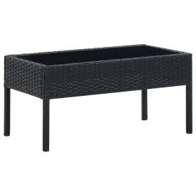 Mesa de jardín ratán sintético negro 75x40x37