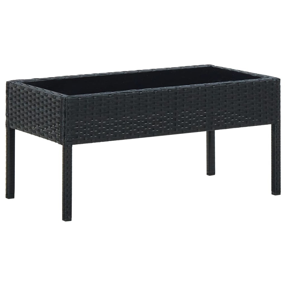 Mesa de jardín ratán sintético negro 75x40x37