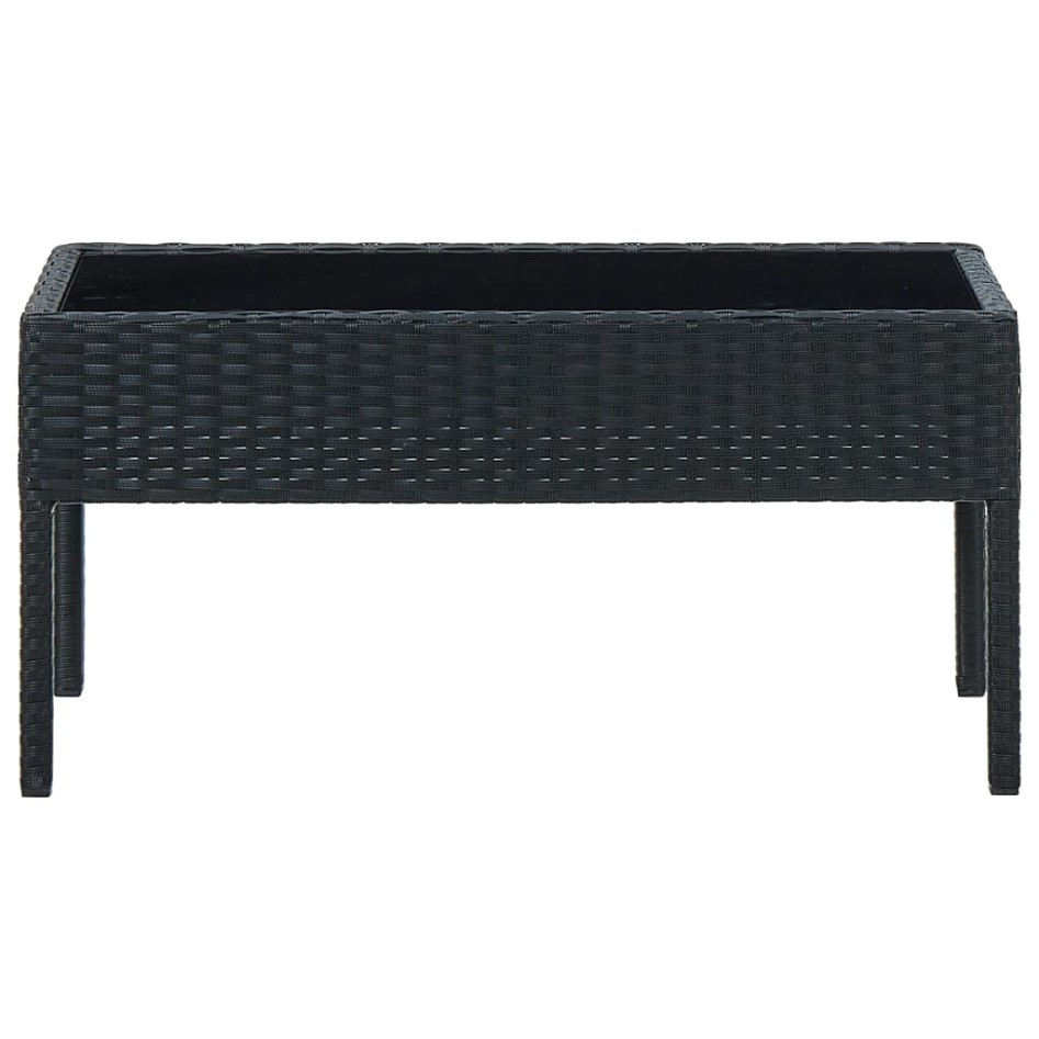 Mesa de jardín ratán sintético negro 75x40x37